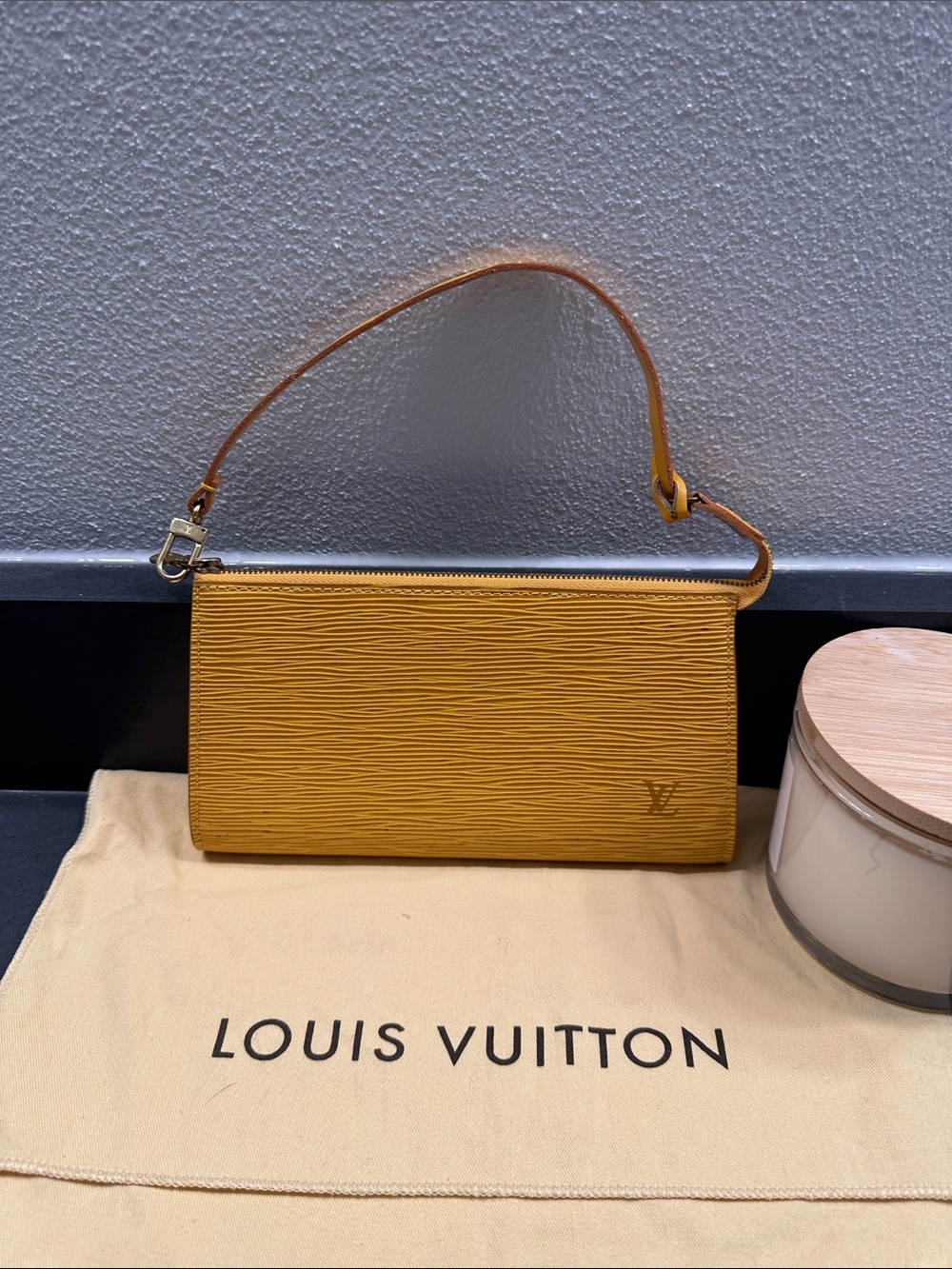 Louis Vuitton Yellow Epi Pochette Accessoires-COA/Dust Bag included